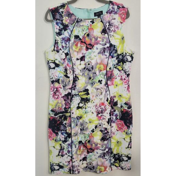 Tahari Arthur S. Levine Dress Womens 16 Colorful Floral Bodycon Sleeveless Dress - Picture 1 of 11